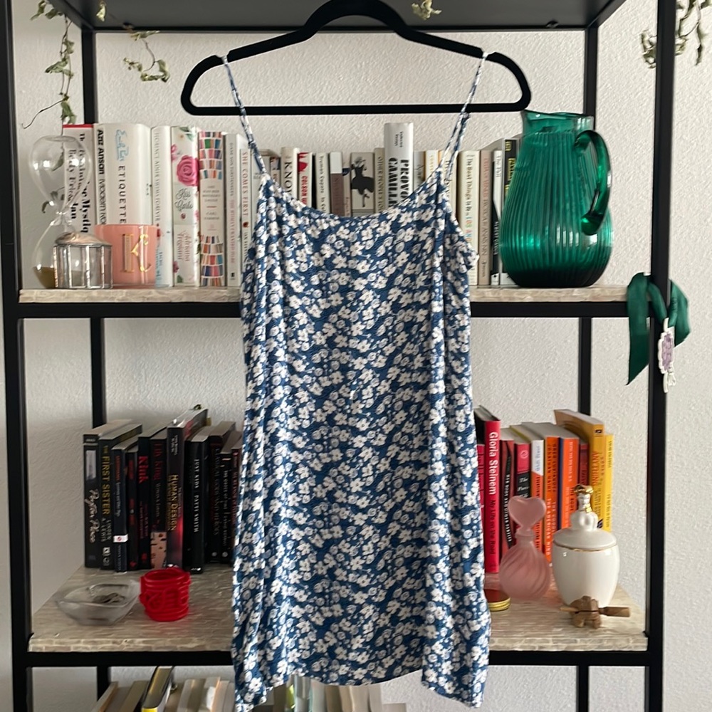 Reformation Blue Floral Mini Shift Dress